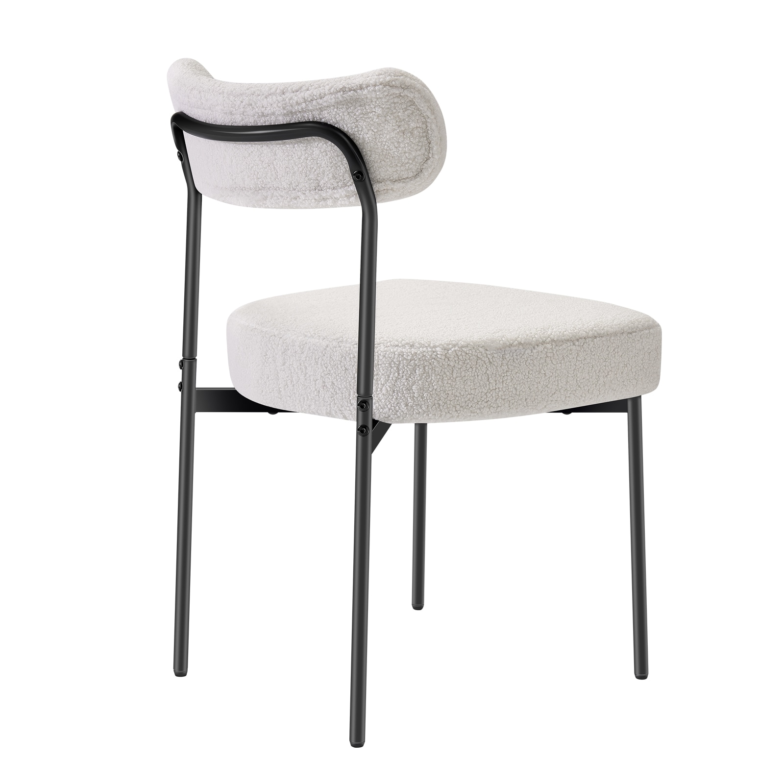 Set Of 4 Modern Bouclé Dining Chairs With Metal Legs And Curved Back_voghion.com